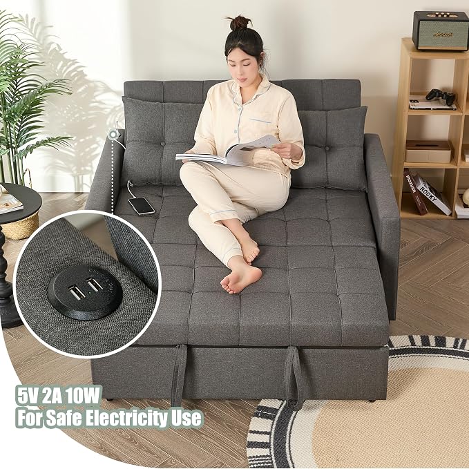 GOSUHI 52" Sleeper Sofa with Pull-Out Bed, 3-in-1 Convertible Sofa Bed - Image 5
