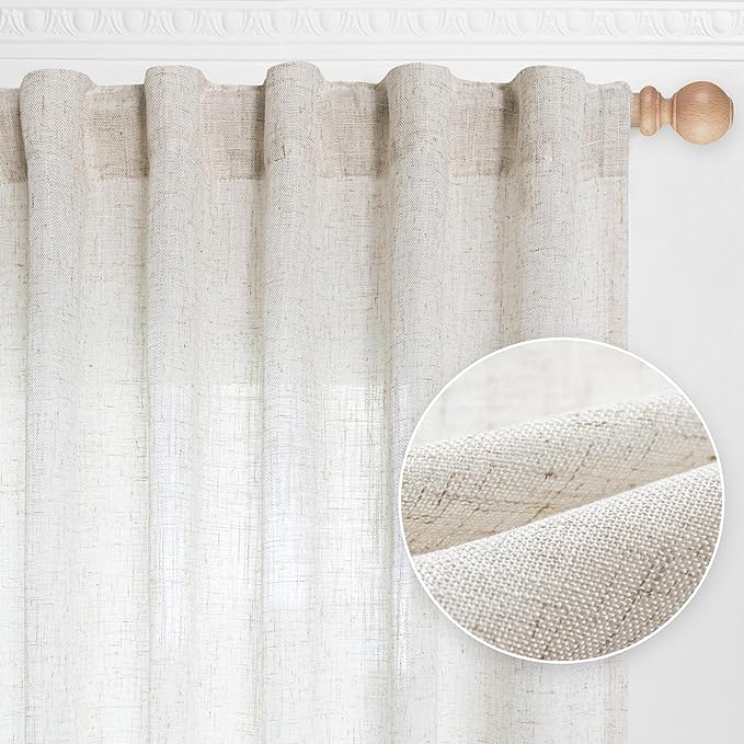 MYSKY HOME 90 Inches Long Linen Curtains by MYSKYHOME