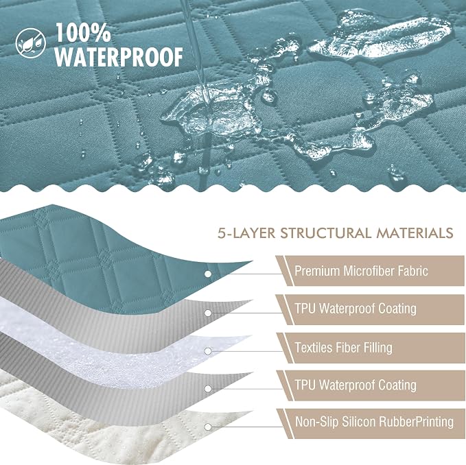 Genina Waterproof Couch Cover, Washable Anti-Slip 51 inch Loveseat Sofa Covers - Image 5