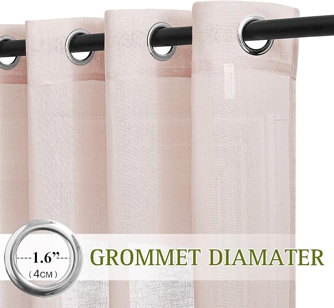 NICETOWN Semi Sheer Linen Pink Curtains - Image 2