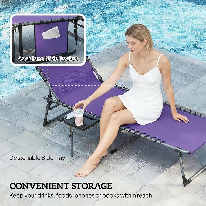 Outsunny Folding Chaise Lounge Chair Outdoor Tanning Chair - Image 6