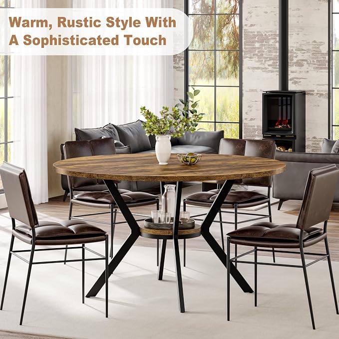 MECHYIN Round Dining Table for 2-4, 42 Inch Wood Kitchen & Dining Room Tables - Image 8