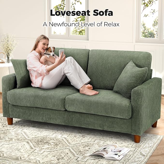 Kidirect 70in Corduroy Couch, Sofas - Image 9