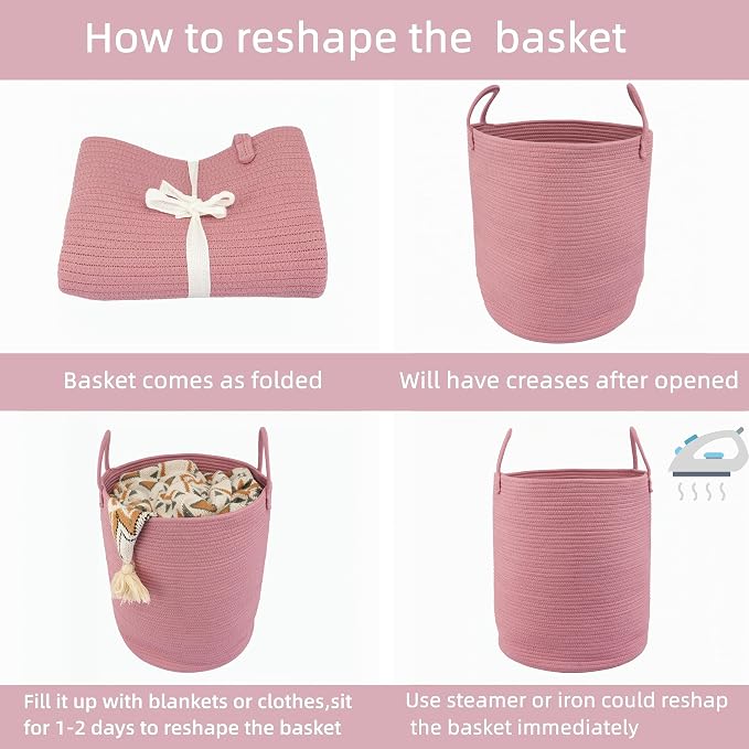 XUANGUO Cotton Rope Laundry Basket Hamper - Image 6