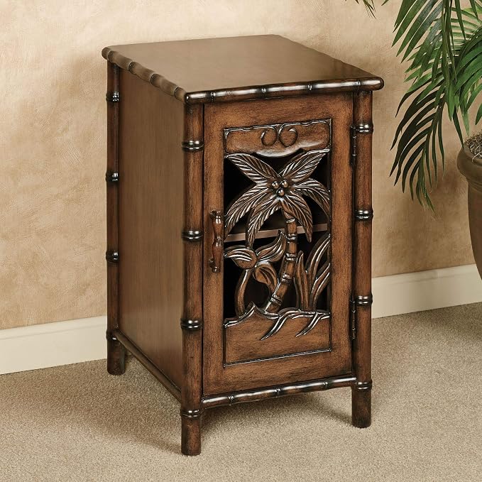Tropical Chairside Storage Cabinet Honey Maple One Size by TouchofClass