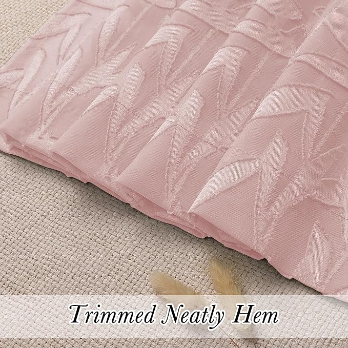 Lecloud Leia Blush Pink Sheer Kitchen Curtains 30 Inch Length 2 Pcs, Leaf - Image 2