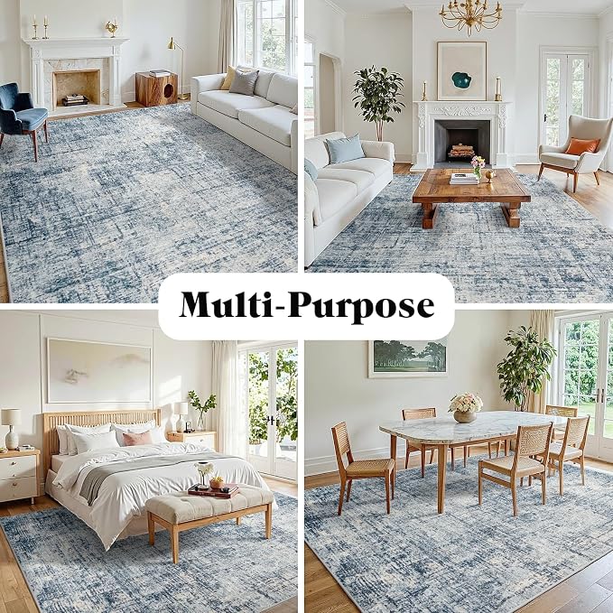 8x10 Area Rugs for Living Room Washable Rug: Anti-Skid Abstract Modern Living - Image 3