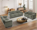HAOMARKETS Corduroy Sofa Set, Two Upholstered Loveseat, and 3-Seater Couch by HAOMARKETS