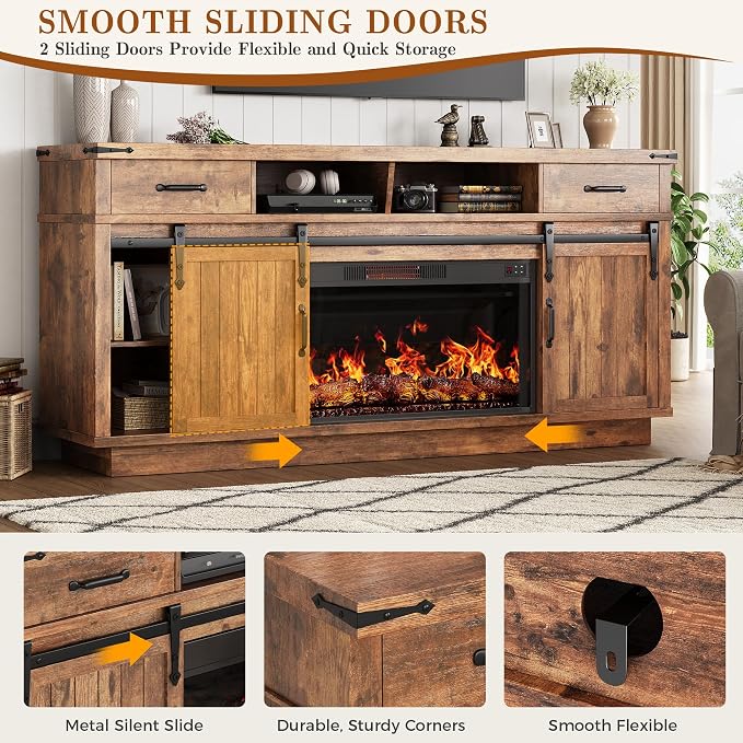 Jocoevol Fireplace TV Stand for TVs up to 65", Electric Fireplace - Image 8