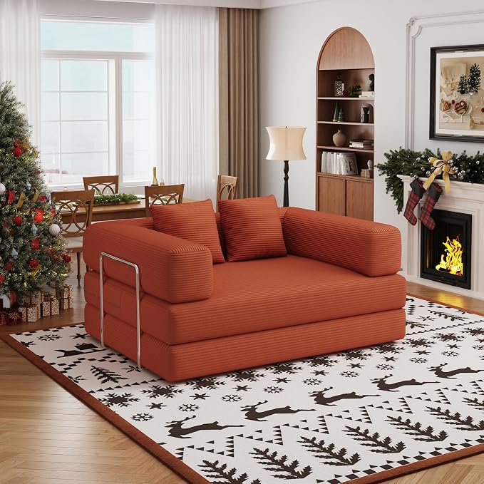 BSHOMGI Folding Sofa Bed, 4 in 1 Convertible Sofas to Lounger Comfy Single Bean by BSHOMGI
