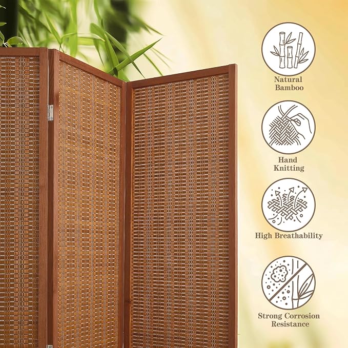6 Panel Room Divider and Extra Wide Folding Privacy Screen, 94.5" W x 67" H - Image 4