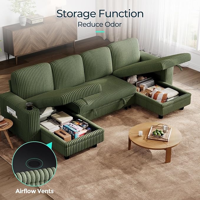 LINSY HOME Sectional Sleeper Sofa Pull Out Couches - Image 4