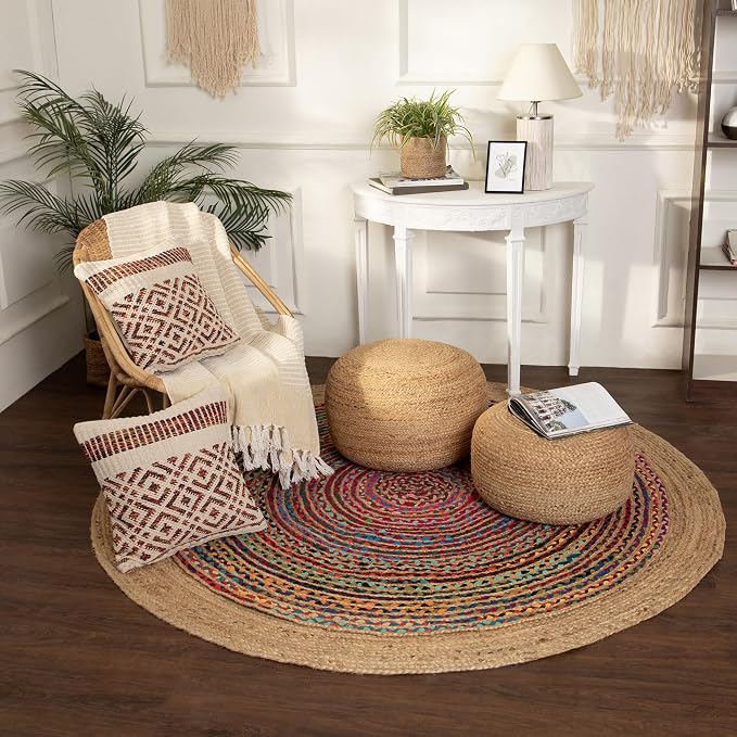 · REDEARTH · Jute Circular Jute Pouf Ottoman - Image 7