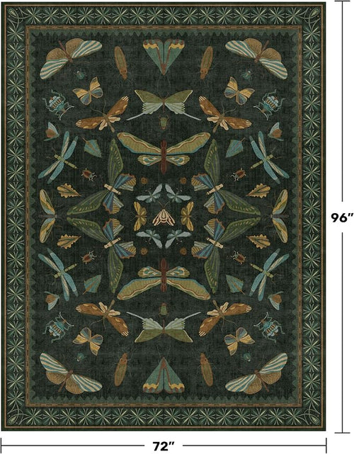 6x8 Dark Green Washable Dining Room Rug - Image 2