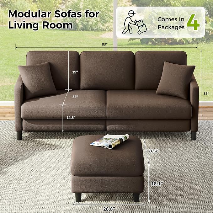 Welzona 83" Couches for Living Room, Teddy Sofa Couch - Image 2