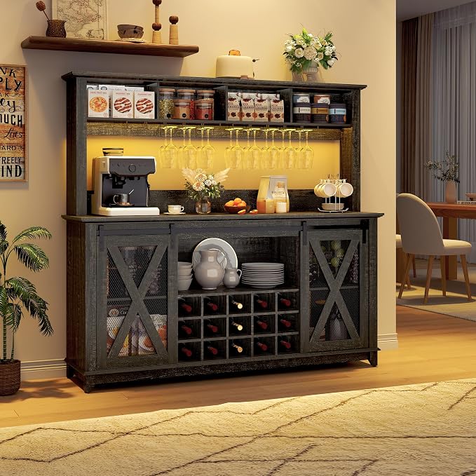 63"Wide 58"H Farmhouse Coffee Bar Cabinet - Image 3