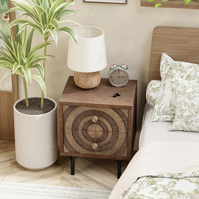 Aoikax Farmhouse 2-Drawer Nightstand, Accent Wooden Nightstand - Image 6
