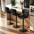 Nalupatio Modern Bar Stools Set of 3, Adjustable Faux Leather Upholstered by Nalupatio