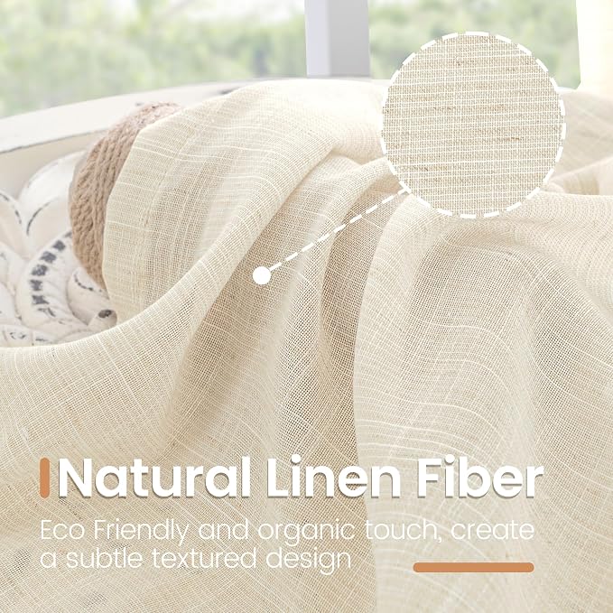 BGment Cafe Linen Curtains 30 Inch Length - Image 3