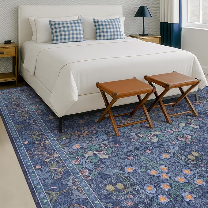 Hazo Haus Boho 8x12 Washable Dark Blue Rug - Image 6