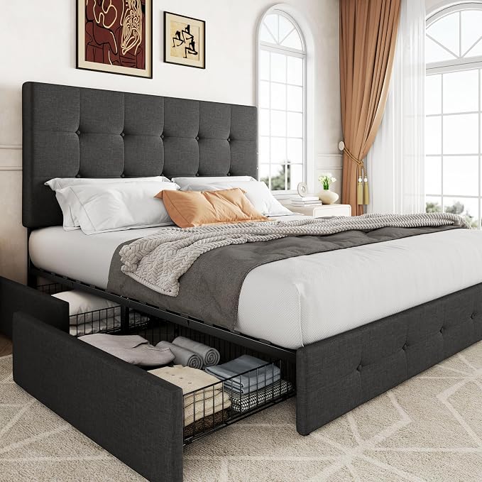 Allewie Upholstered Queen Size Platform Bed Frame by Allewie