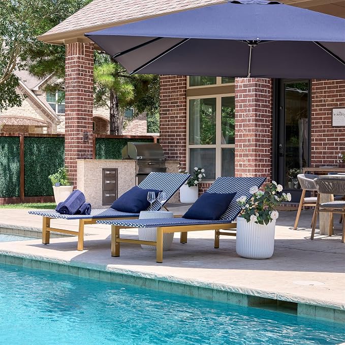 PURPLE LEAF Extra Wide Patio Chaise Lounge Set of 2 Outdoor Lounger French PE - Image 9