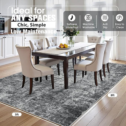 5x8 Area Rugs for Living Room Rug Washable: Abstract Rug for Dining Room - Image 2