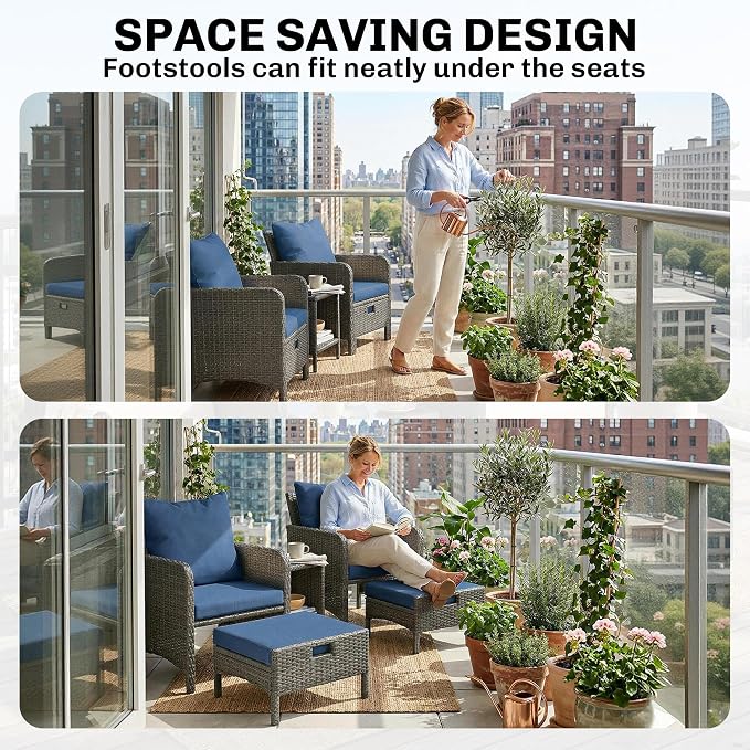 Outsunny 5 Piece Patio Furniture Set, Wicker Balcony Furniture - Image 5