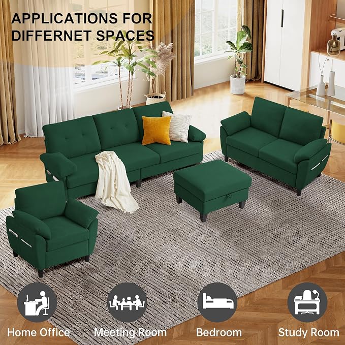 84" Convertible Sectional Sofa Set, 3 Seat L Shaped Couch - Image 6