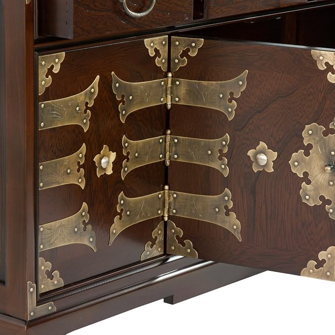 Oriental Furniture Korean Antique Style Coffee Table Low Chest - Image 5