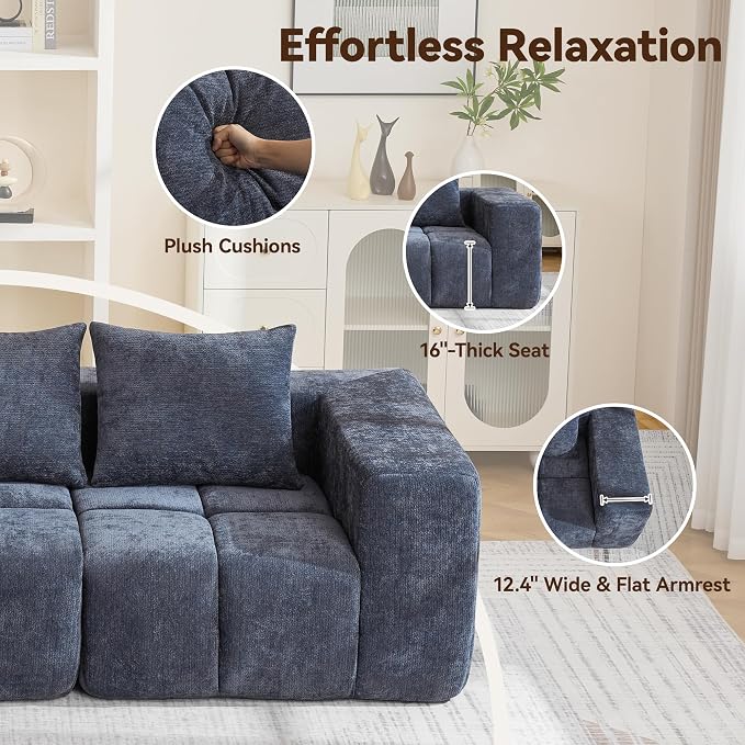 119" Boneless Couch, Oversized Cloud L Shaped Couch, Modular Sectional 4 Seater - Image 5