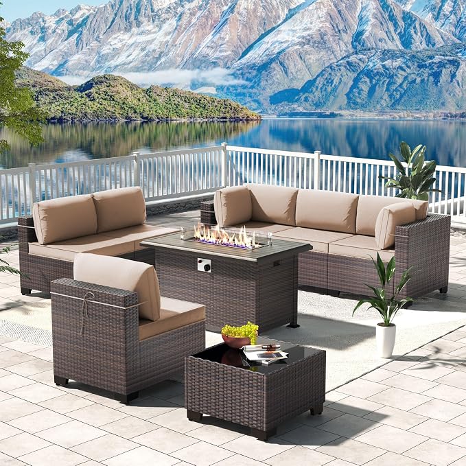 Kullavik 8 Pieces Outdoor Patio Furniture Set, Sectional Sofa Set by KULLAVIK