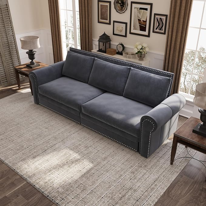 93.7" King Pull Out Sofa Bed, 3 in 1 Convertible Sleeper Sofa Couch 3-Seater - Image 3