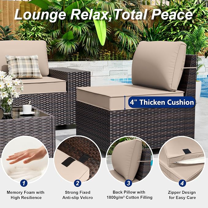Outdoor Patio Furniture Set, 12 Pieces Outdoor Sectional Furniture High - Image 4