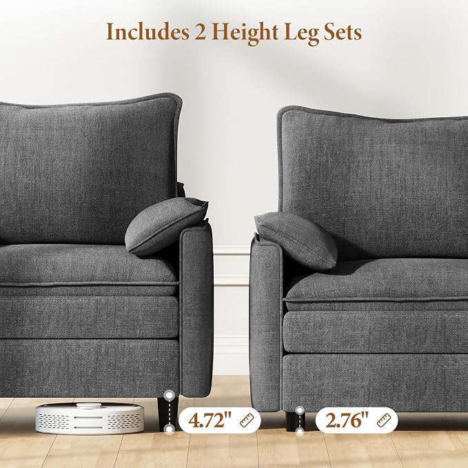 Vesgantti 142" U Shaped Sectional Couch, Comfy Cloud Modular Sectional Sofa - Image 5