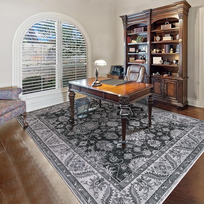 Area Rugs for Living Room, 4x6 Washable Rugs for Bedroom, Non-Slip Retro Floral - Image 5