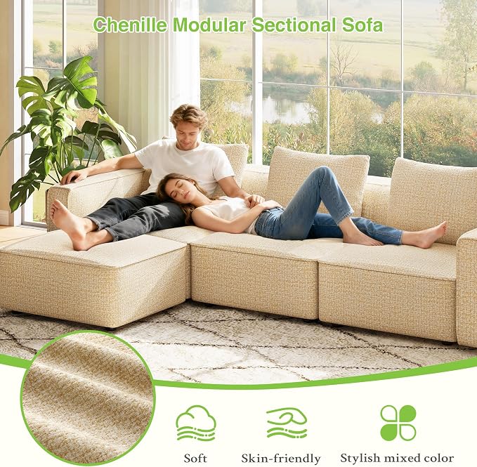 Welzona 75" loveseat Sofa, Comfy Chenille Love Seat, Wood Frame Small Couches - Image 4
