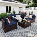 UPHA 5 Pieces Patio Furniture Sets, Wicker Outdoor Sectional Sofa Couch by UPHA