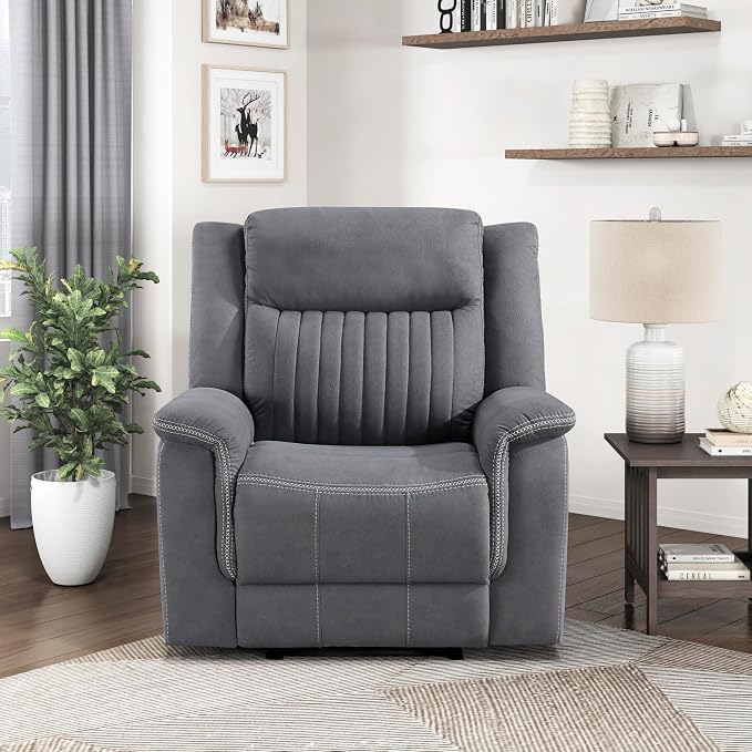 Lexicon Manual Recliner Chair, Polished Microfiber Reclining Sofa Chair by Lexicon