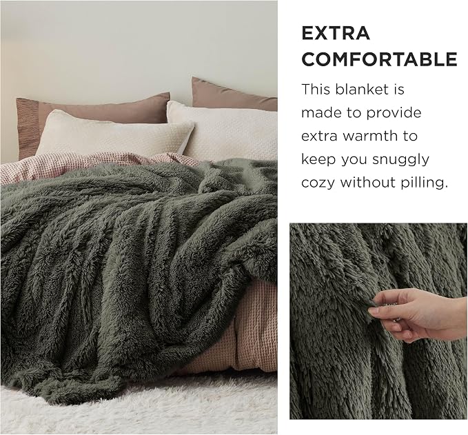 Bedsure GentleSoft Fluffy Olive Green Throw Blanket, Moss Green Decor Cozy Gifts - Image 3