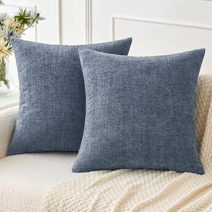 MIULEE Pack of 2 Couch Throw Pillow Covers 18x18 Inch Soft Dark Grey Blue by MIULEE