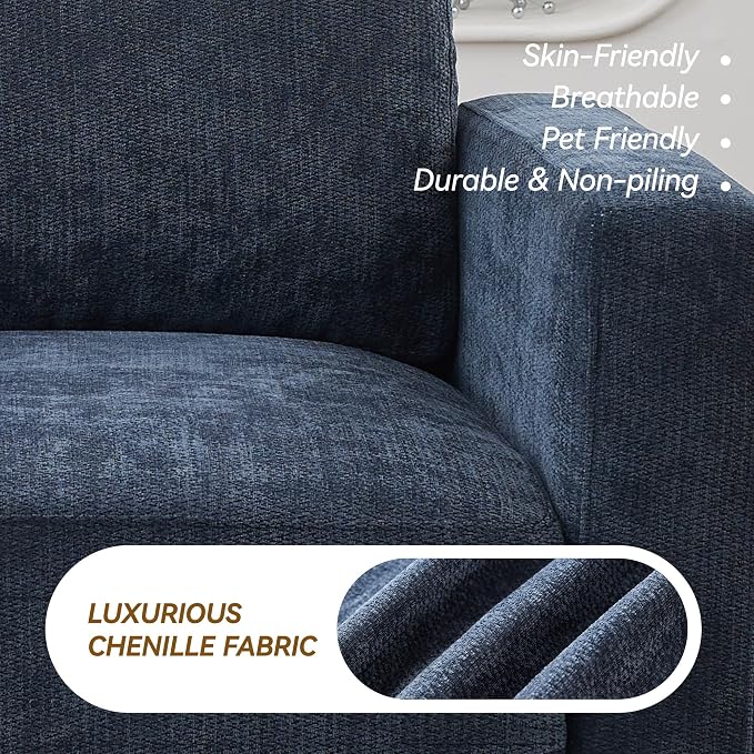 77.4" Chenille Modular Loveseat Oversized Upholstered 2 Seater Sectional Sofa - Image 9