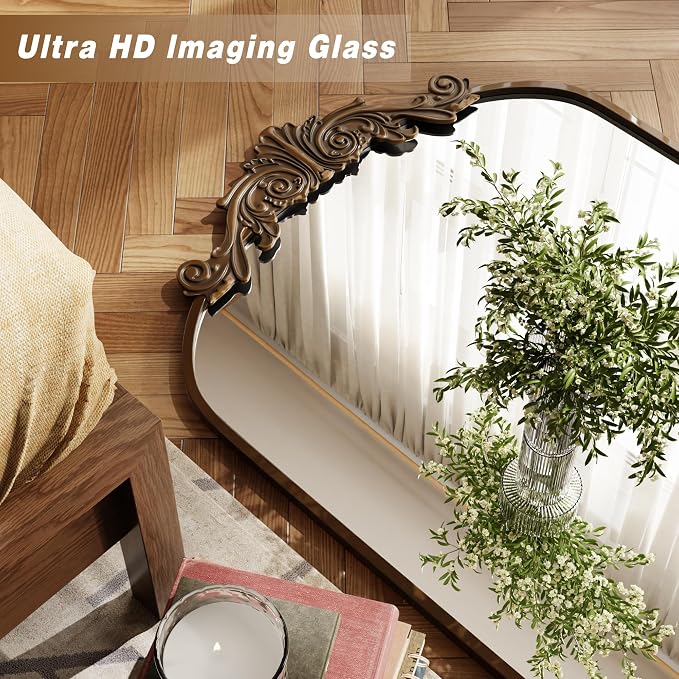 VooBang Vintage Arched Bathroom Mirror, 24x36 Inch Retro Wall Mounted Vanity - Image 3