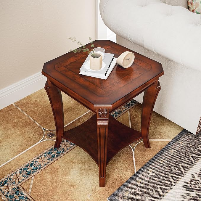Traditional Distressed Farmhouse Style Coffee Table Set, 3-Piece Solid Wood - Image 5