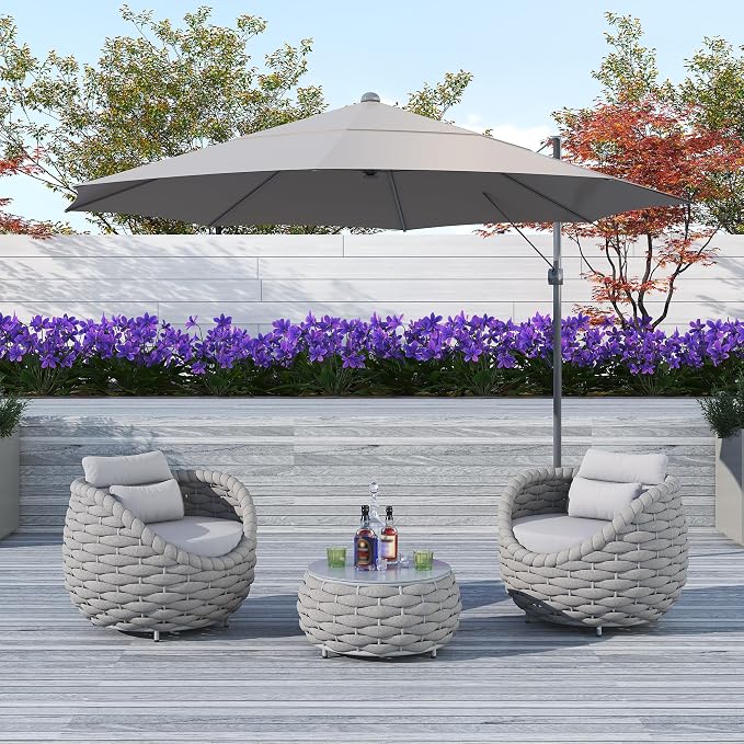 TWT Aluminum Outdoor Patio Furniture Set, 4 Textilene Armchairs Modern Outdoor - Image 9