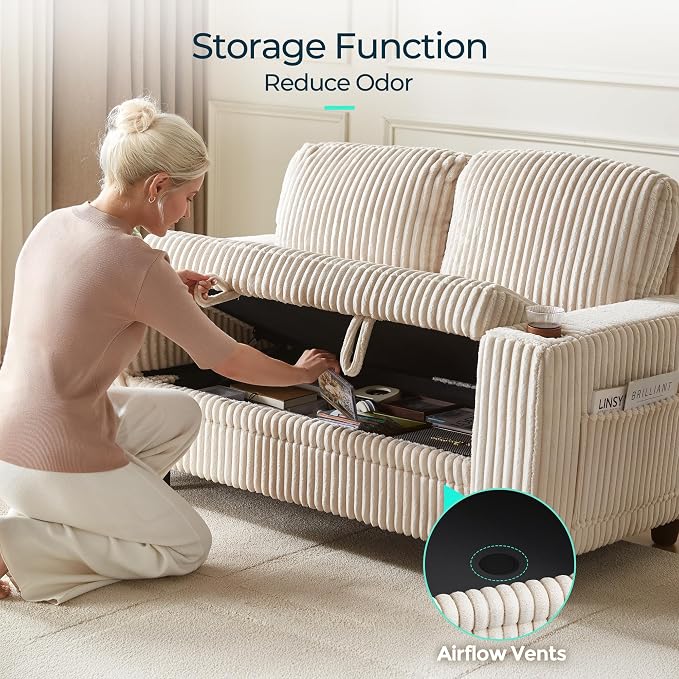 LINSY HOME Loveseat Sofa with Storage - Image 4