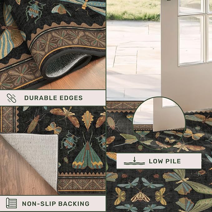 Hazo Haus Living Room Rug Black Boho 6x9 - Image 5