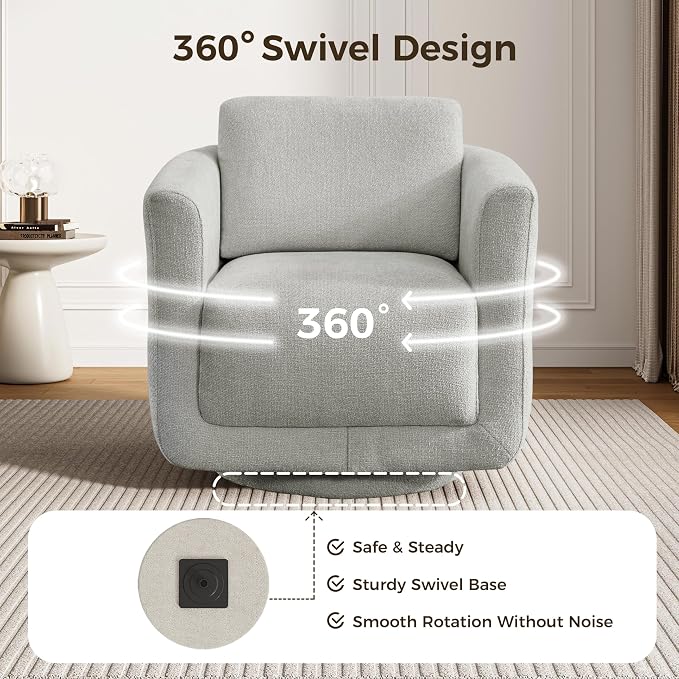 Swivel Accent Chair, 360° Barrel Swivel Lounge Seat - Image 5