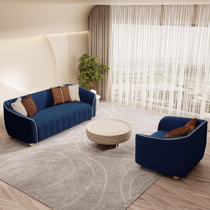 2-Piece Luxury Velvet Sofa Set for Living Room, Elegant Design Couch Set - Image 4