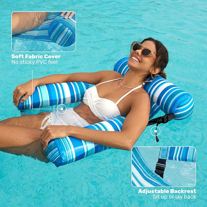 SLOOSH Inflatable Pool Floats Adult, 2 Packs Floating Lounge Chairs, Blow up - Image 4